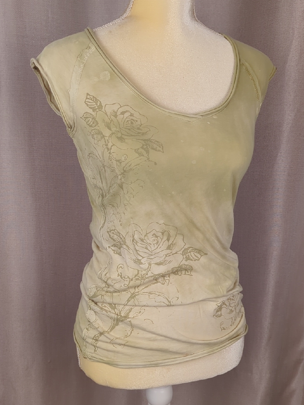 LILU Y2K Women's Babydoll Fitted Floral Scoop Neck Tee